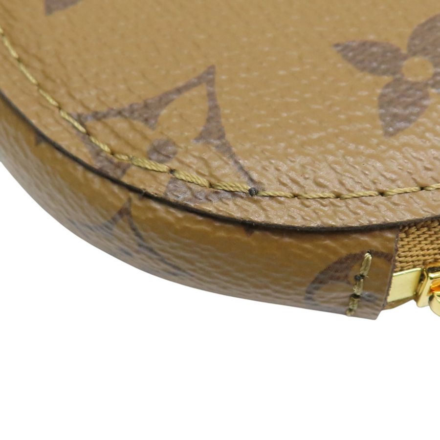棕色 原花帆布 拉鍊 圓形零錢包 J02522【LOUIS VUITTON LV 路易威登】 J02522-7