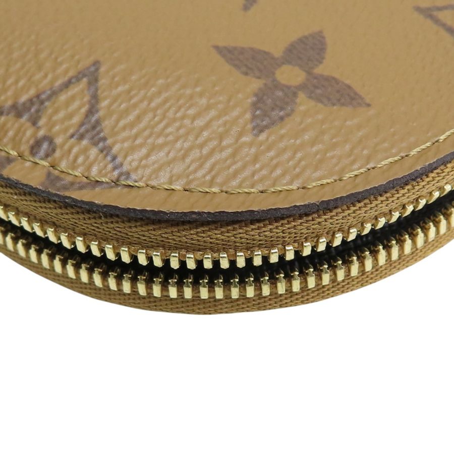 棕色 原花帆布 拉鍊 圓形零錢包 J02522【LOUIS VUITTON LV 路易威登】 J02522-8