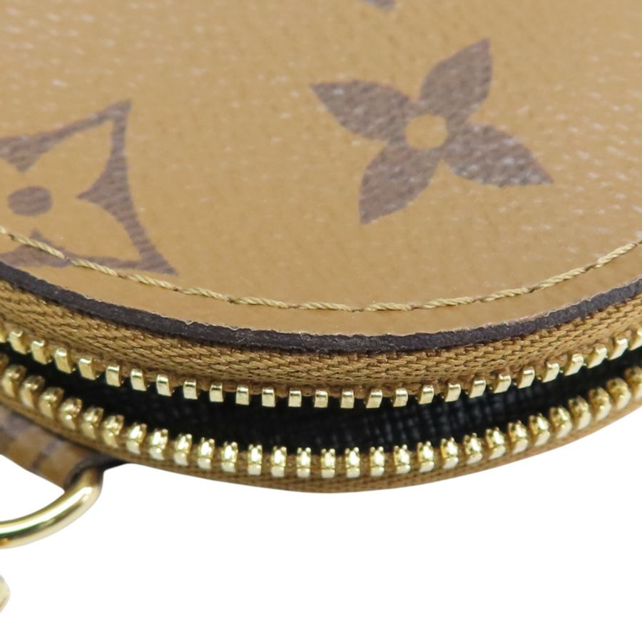 棕色 原花帆布 拉鍊 圓形零錢包 J02522【LOUIS VUITTON LV 路易威登】 J02522-9