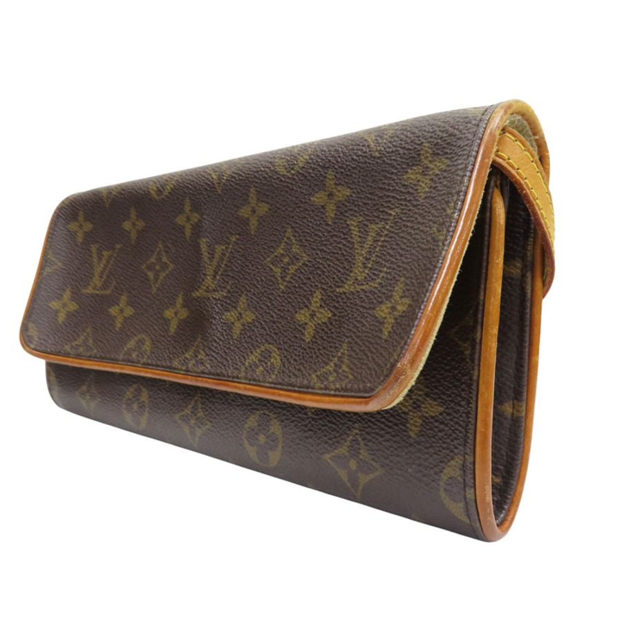 棕色 原花 PVC塗層帆布 Pochette Twin GM 肩背包【LOUIS VUITTON LV 路易威登】 M51852-2