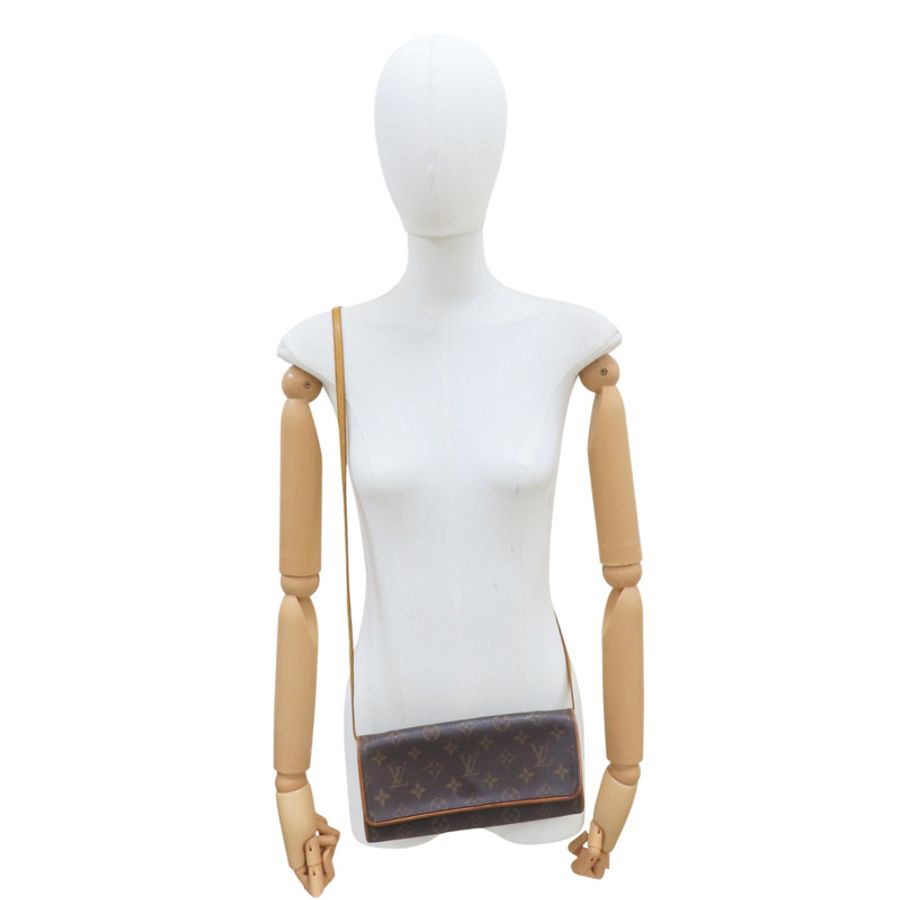 棕色 原花 PVC塗層帆布 Pochette Twin GM 肩背包【LOUIS VUITTON LV 路易威登】 M51852-7