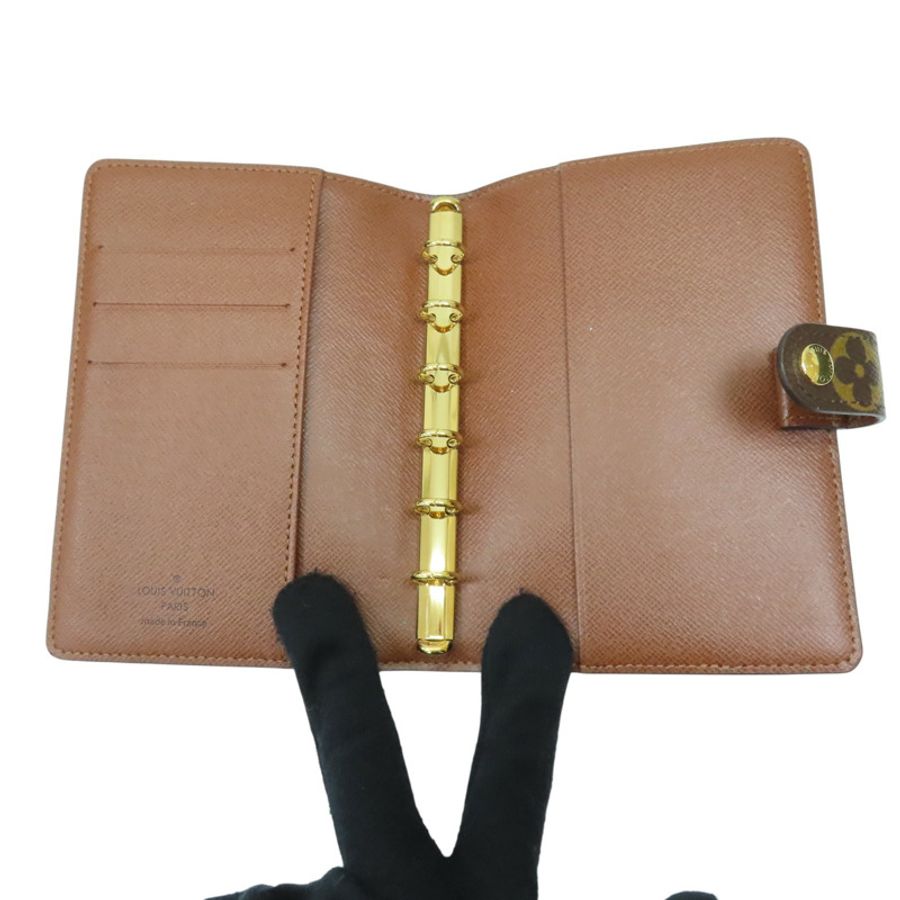 棕色 原花帆布 活頁環記事本封套【LOUIS VUITTON LV 路易威登】 R20005-4