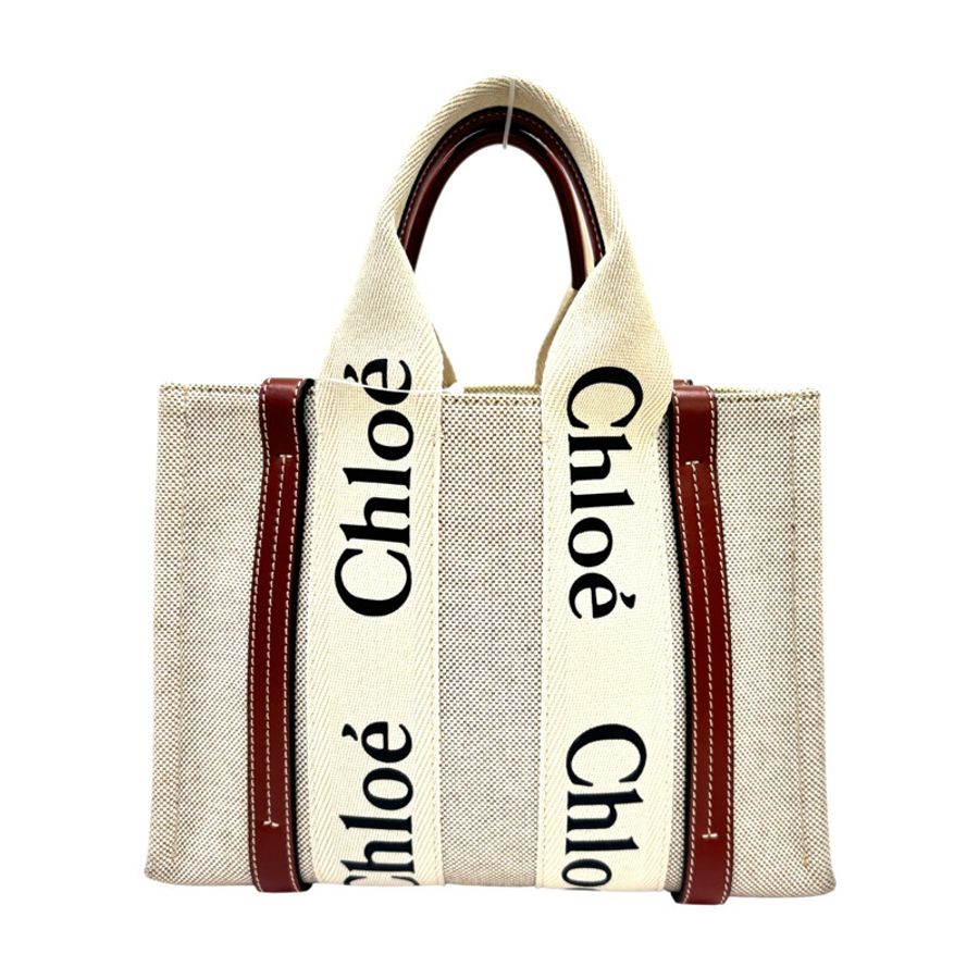 米色 帆布 Small Woody 手提包 【Chloe 克羅伊】-2