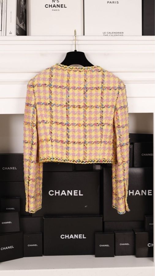 Chanel 94年春夏秀款橘色千鸟格吊带连衣裙外套套装-18