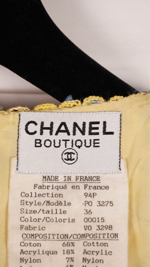 Chanel 94年春夏秀款橘色千鸟格吊带连衣裙外套套装-30