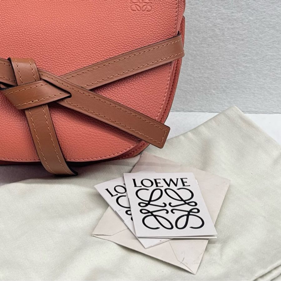 Loewe Gate 馬鞍粉色中號-15