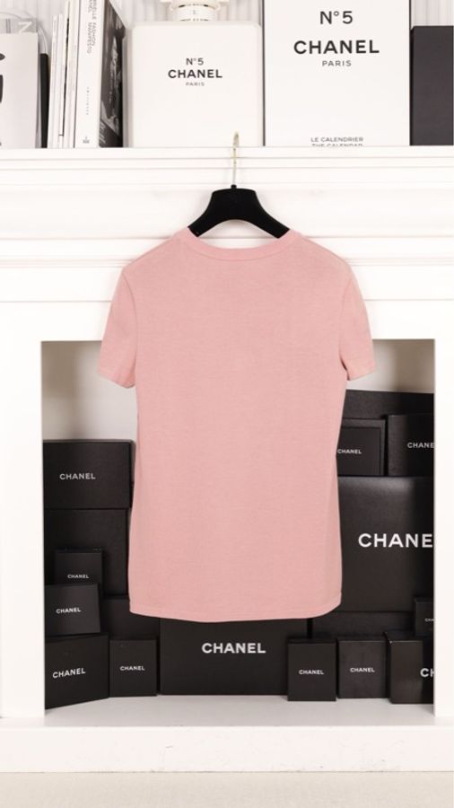 Chanel 方标运动系列橡皮粉短袖上衣-3