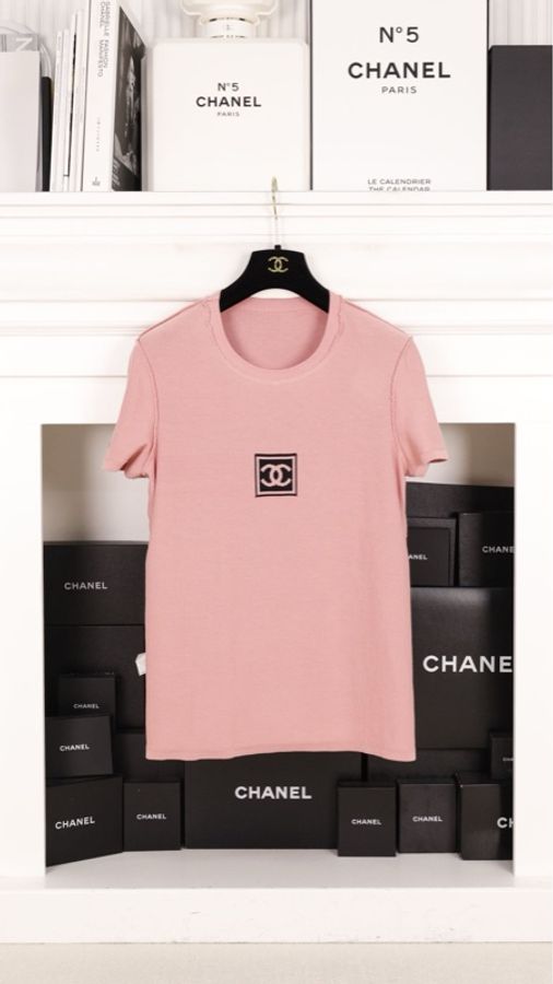 Chanel 方标运动系列橡皮粉短袖上衣-6