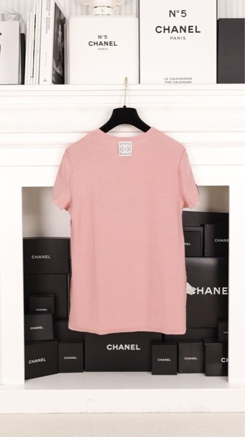 Chanel 方标运动系列橡皮粉短袖上衣-7