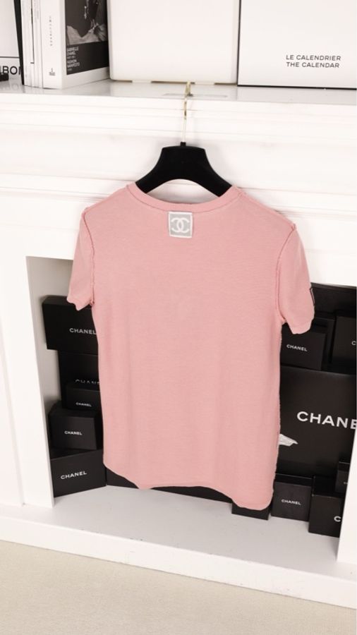 Chanel 方标运动系列橡皮粉短袖上衣-8