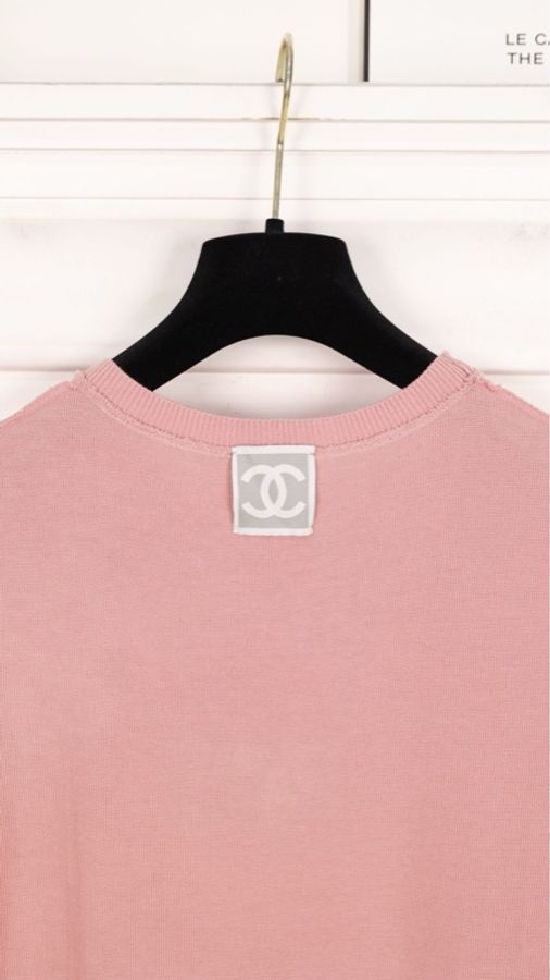 Chanel 方标运动系列橡皮粉短袖上衣-13