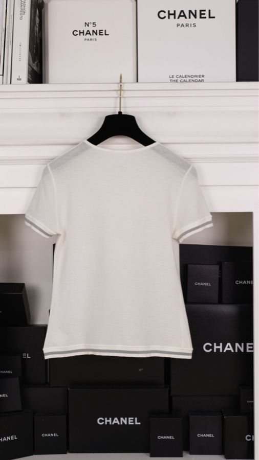 Chanel 06年运动方标系列白色圆领短袖上衣-5