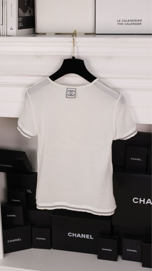 Chanel 06年运动方标系列白色圆领短袖上衣-8