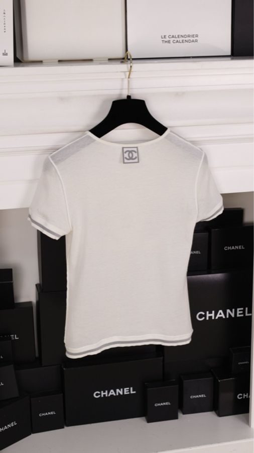Chanel 06年运动方标系列白色圆领短袖上衣-10