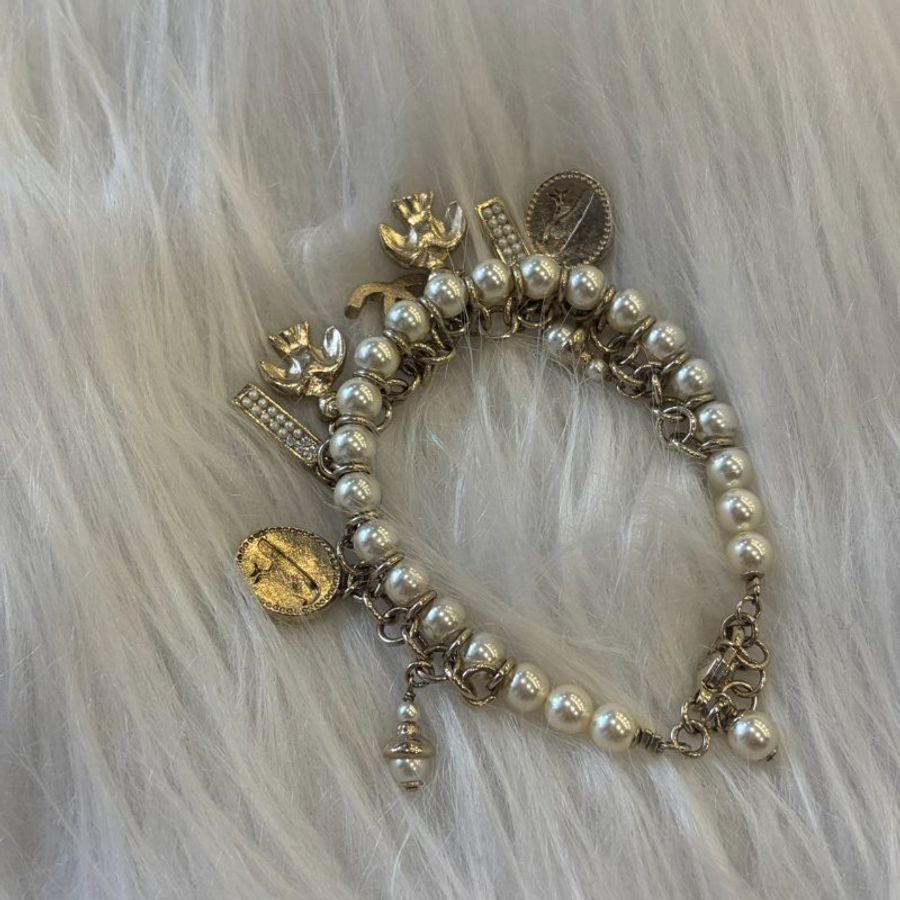 CHANEL淡金拚珍珠多元素手鍊-3