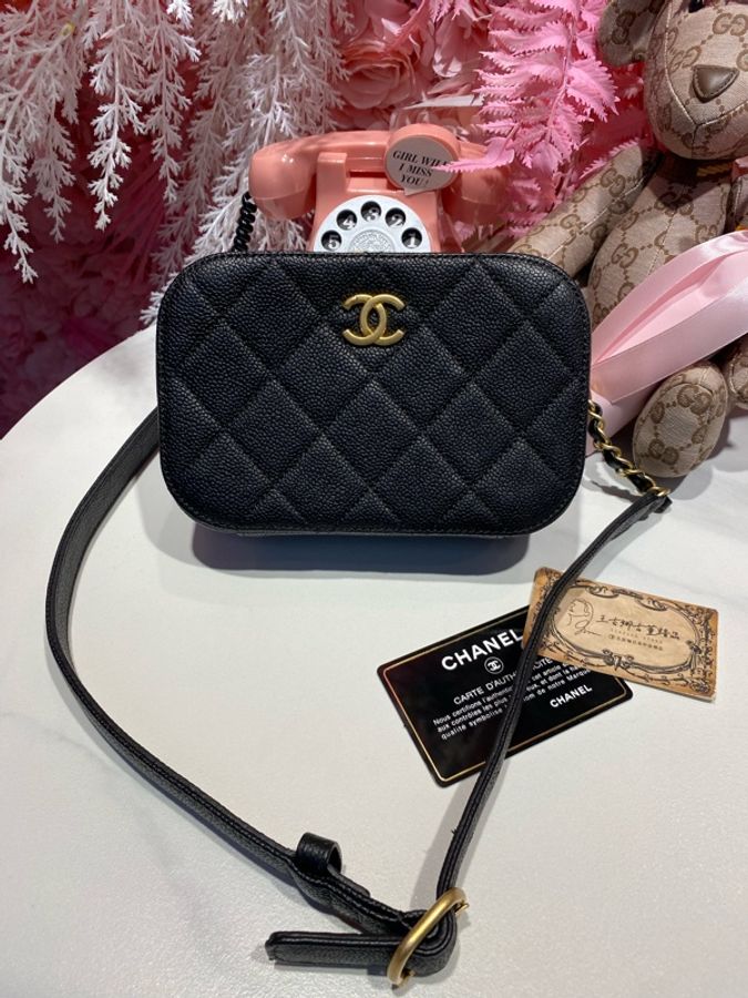 Chanel 黑金荔枝皮腰包-0