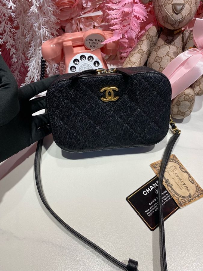 Chanel 黑金荔枝皮腰包-3