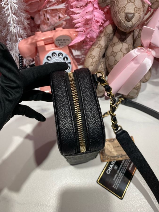 Chanel 黑金荔枝皮腰包-6