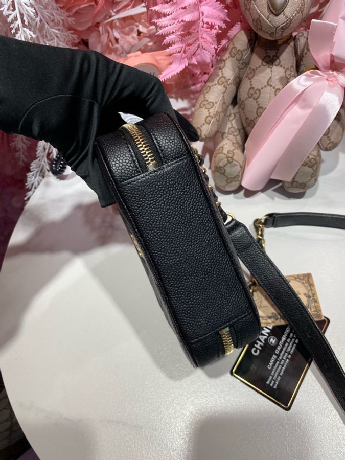 Chanel 黑金荔枝皮腰包-7