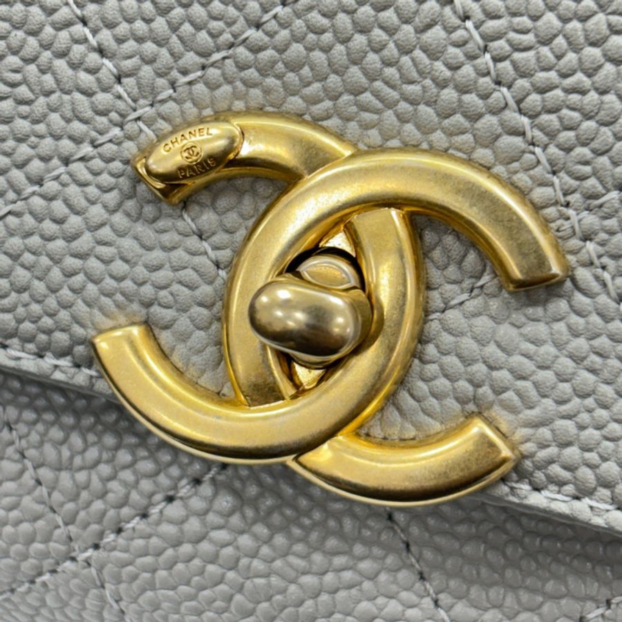 灰色 荔枝紋 菱格紋 牛皮 Chic Affinity 手提肩背包【CHANEL 香奈兒】 AS0305-12