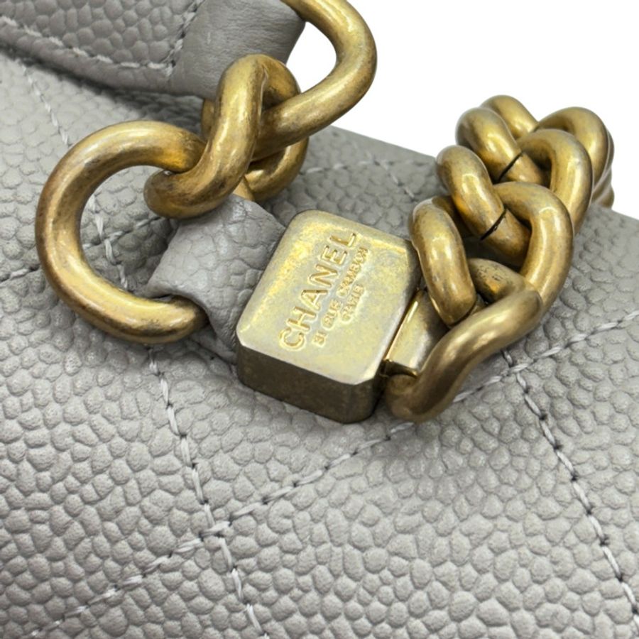 灰色 荔枝紋 菱格紋 牛皮 Chic Affinity 手提肩背包【CHANEL 香奈兒】 AS0305-13