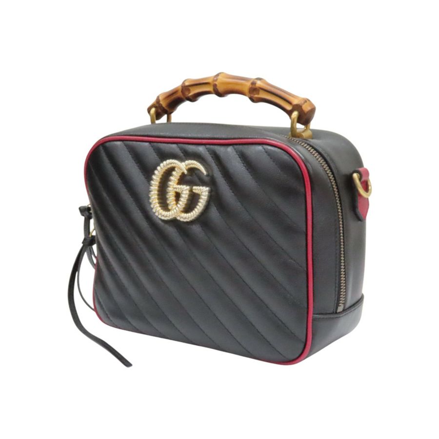 黑色 牛皮 GG Marmont 竹節 两用包【GUCCI 古馳】 602270-2