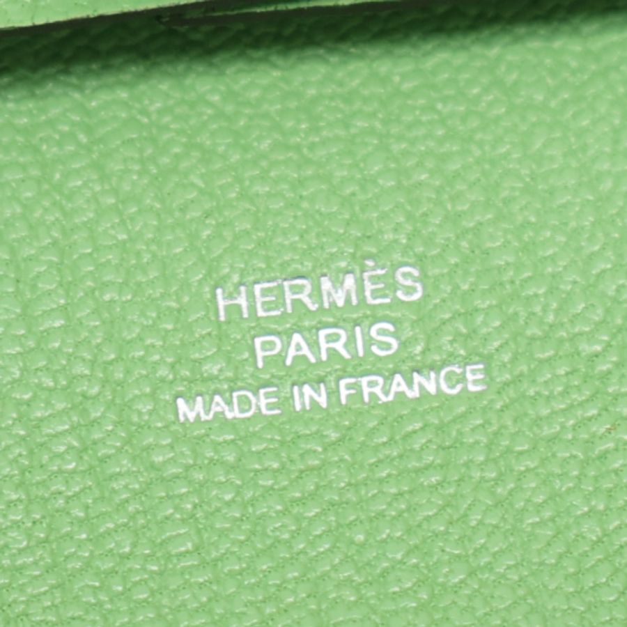 酪梨綠 Chevre羊皮 Bastia 按扣 零錢包 W刻【HERMES 愛馬仕】-5
