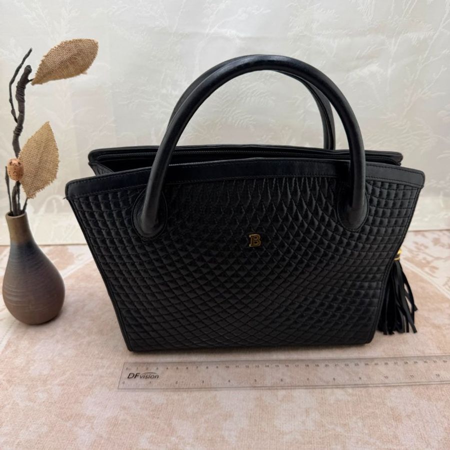 BALLY 菱格流蘇手提托特包-0