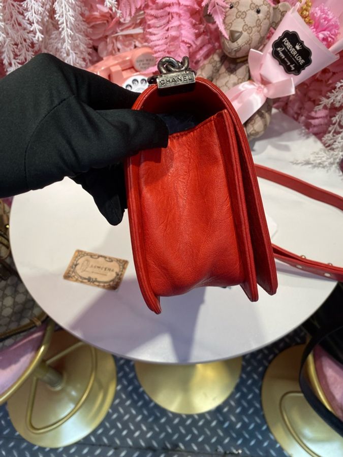 Chanel 牛皮朱紅boy25-2