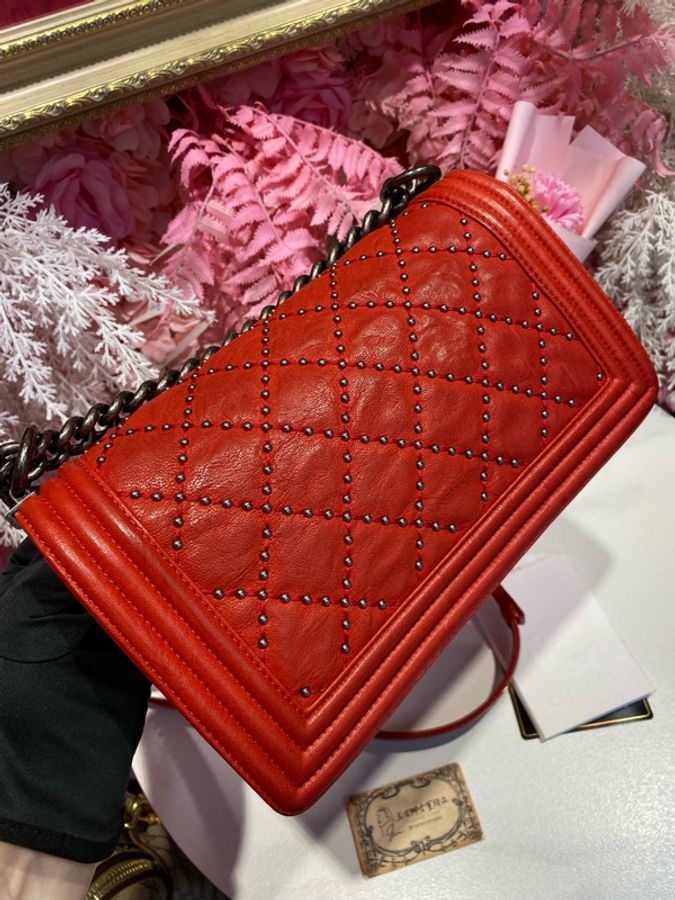 Chanel 牛皮朱紅boy25-3