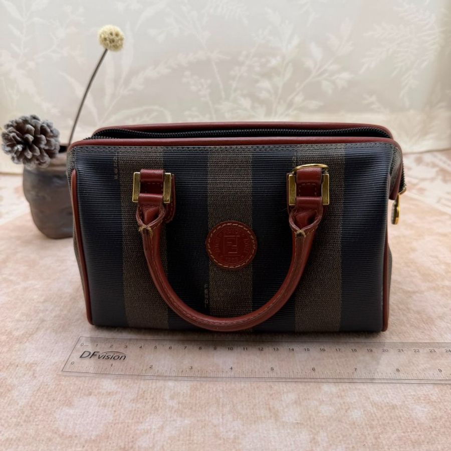 FENDI 經典 Pequin 條紋迷你波士頓手提包-2
