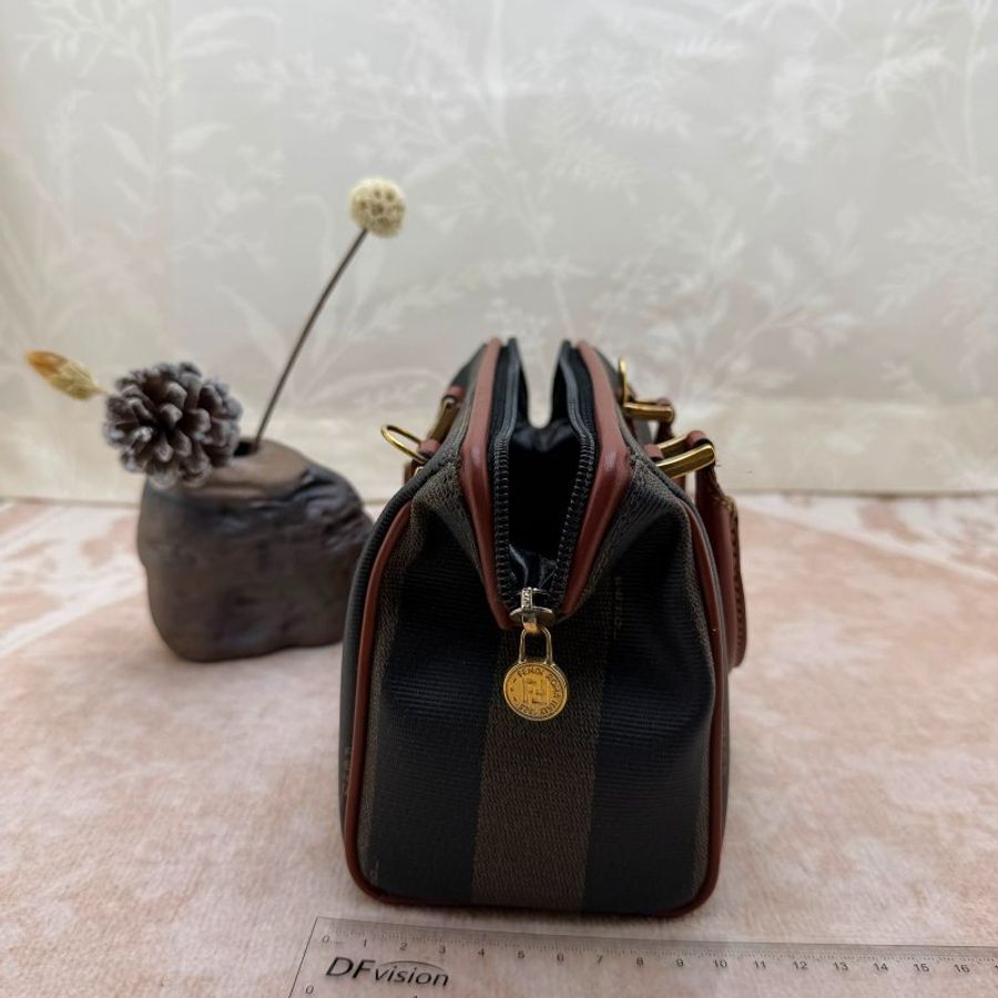FENDI 經典 Pequin 條紋迷你波士頓手提包-3
