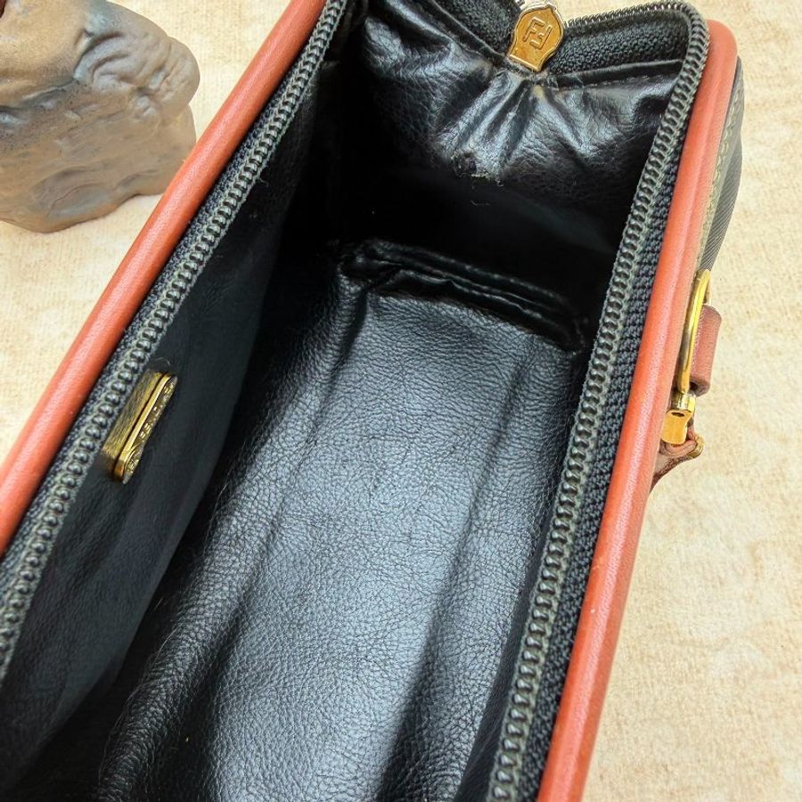 FENDI 經典 Pequin 條紋迷你波士頓手提包-9