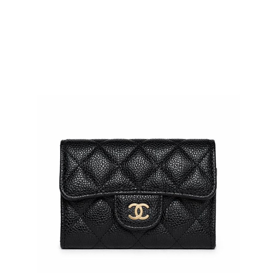 CHANEL 香奈兒 Classic Flap Card Holder 黑色金扣魚子醬牛皮|翻蓋卡夾 零錢包 卡片夾|晶片款 經典熱門 入門首選|KÉSH 凱仕精品-0