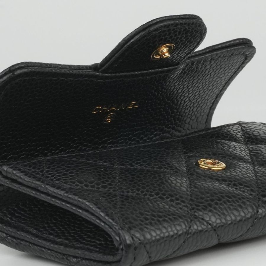 CHANEL 香奈兒 Classic Flap Card Holder 黑色金扣魚子醬牛皮|翻蓋卡夾 零錢包 卡片夾|晶片款 經典熱門 入門首選|KÉSH 凱仕精品-5