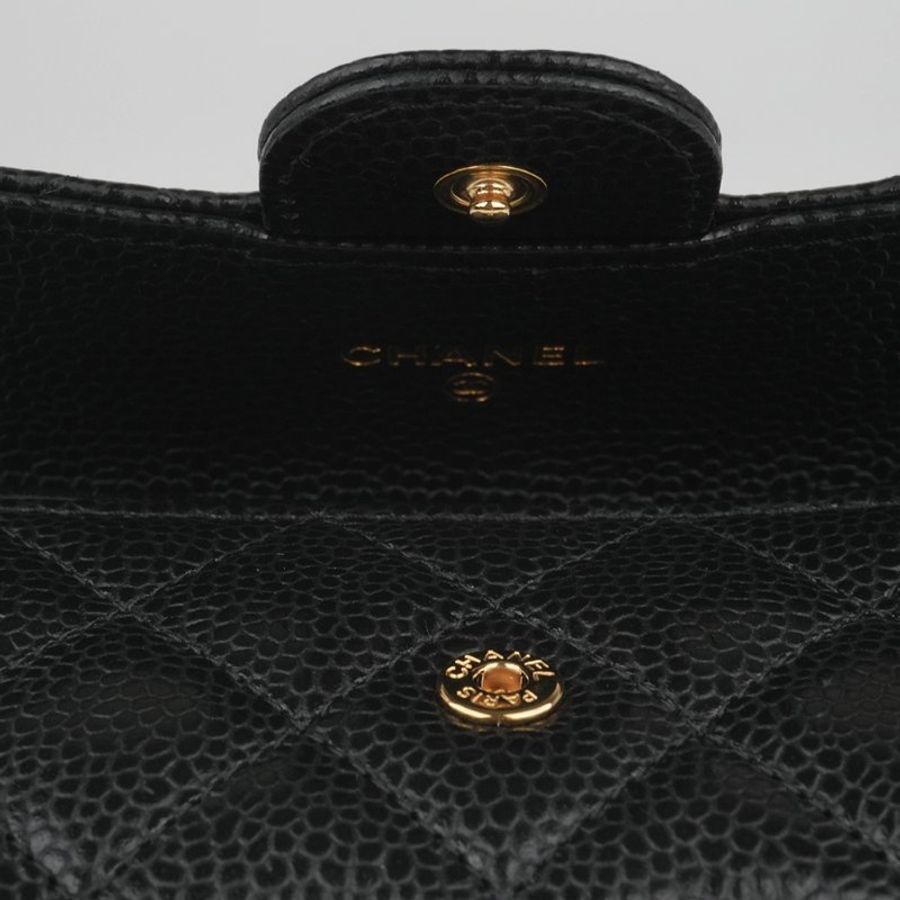 CHANEL 香奈兒 Classic Flap Card Holder 黑色金扣魚子醬牛皮|翻蓋卡夾 零錢包 卡片夾|晶片款 經典熱門 入門首選|KÉSH 凱仕精品-12