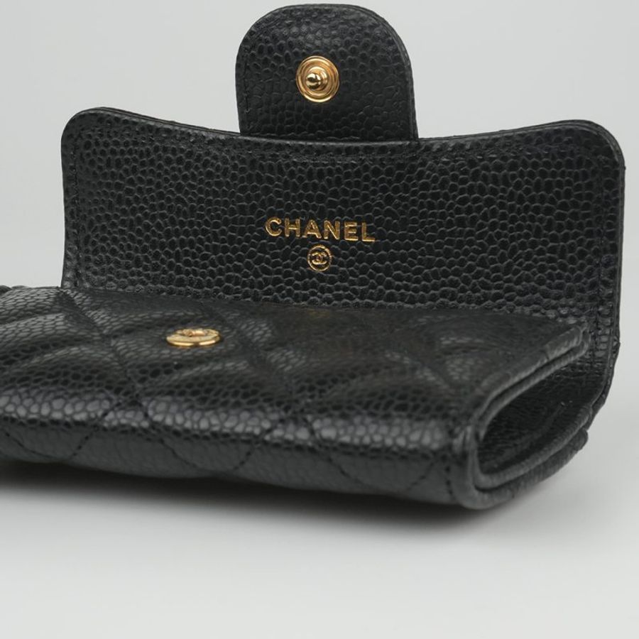 CHANEL 香奈兒 Classic Flap Card Holder 黑色金扣魚子醬牛皮|翻蓋卡夾 零錢包 卡片夾|晶片款 經典熱門 入門首選|KÉSH 凱仕精品-19