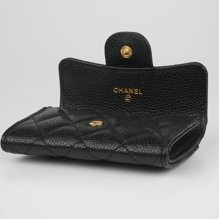CHANEL 香奈兒 Classic Flap Card Holder 黑色金扣魚子醬牛皮|翻蓋卡夾 零錢包 卡片夾|晶片款 經典熱門 入門首選|KÉSH 凱仕精品-22
