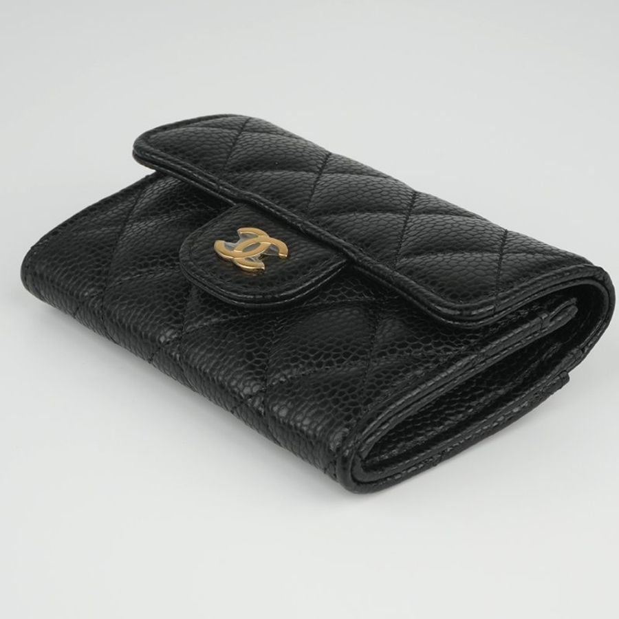 CHANEL 香奈兒 Classic Flap Card Holder 黑色金扣魚子醬牛皮|翻蓋卡夾 零錢包 卡片夾|晶片款 經典熱門 入門首選|KÉSH 凱仕精品-24