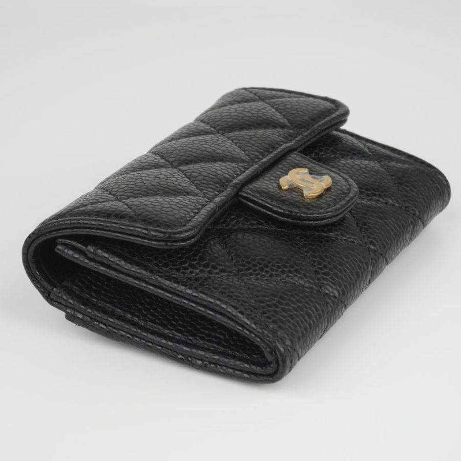 CHANEL 香奈兒 Classic Flap Card Holder 黑色金扣魚子醬牛皮|翻蓋卡夾 零錢包 卡片夾|晶片款 經典熱門 入門首選|KÉSH 凱仕精品-26