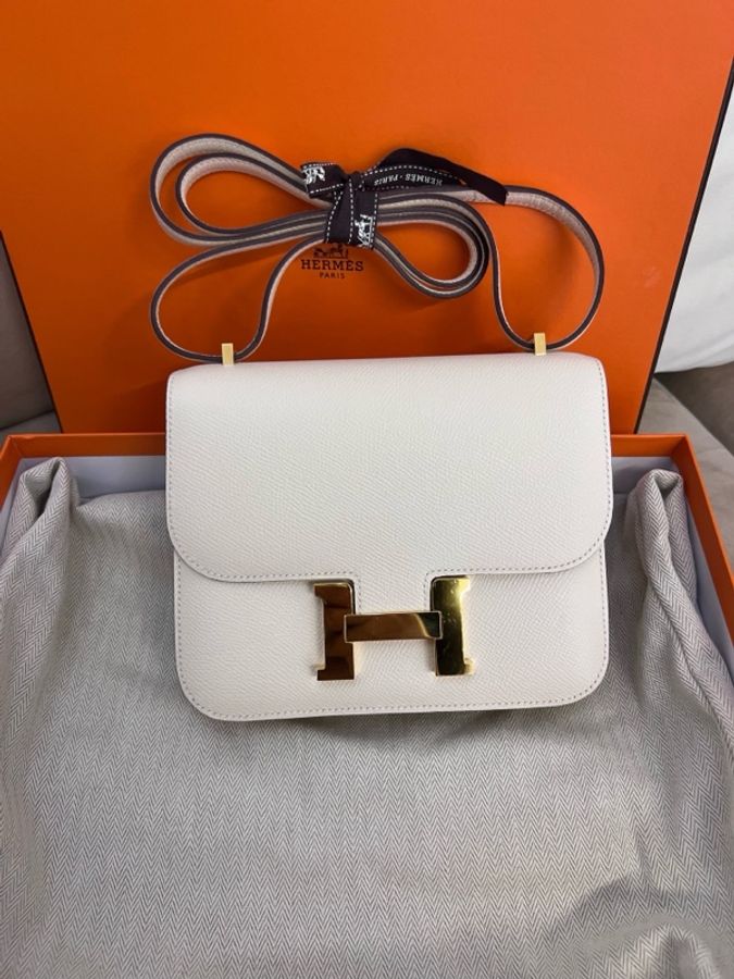 HERMES愛馬仕 Constance 康康19金扣 Epsom牛皮 u刻 單肩斜挎-1