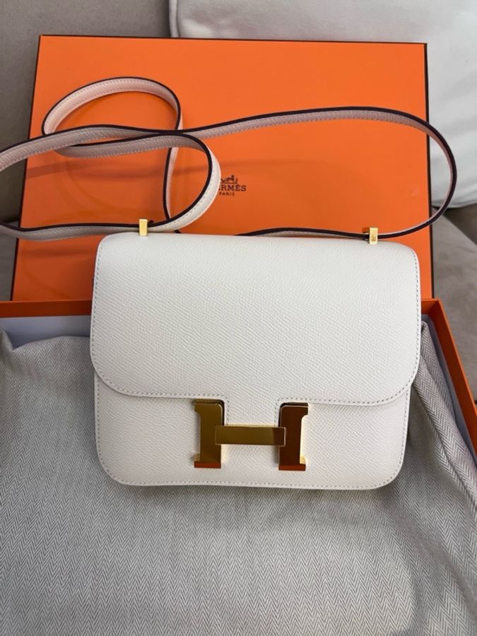 HERMES愛馬仕 Constance 康康19金扣 Epsom牛皮 u刻 單肩斜挎-12