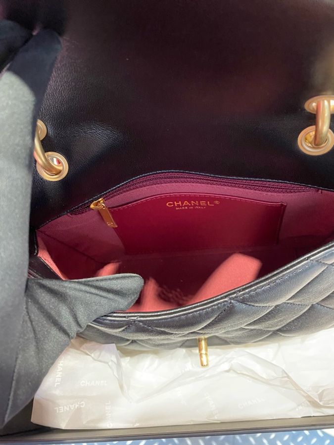 Chanel 黑金羊手提斜背包-7