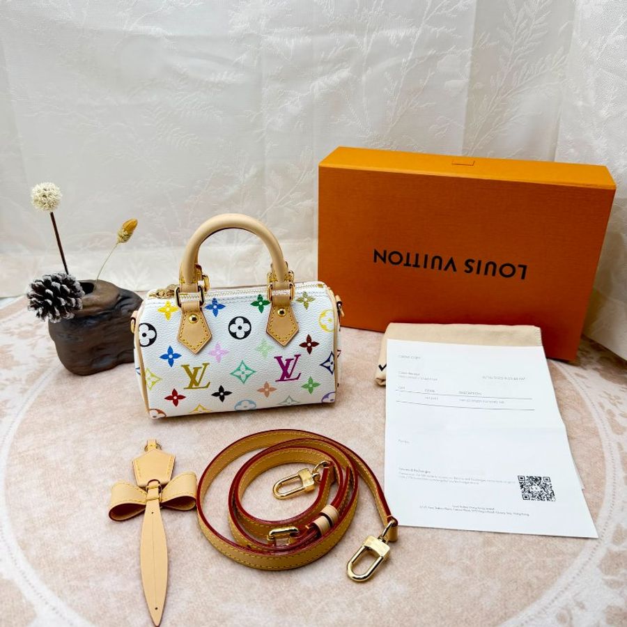 Louis Vuitton Mini Speedy 白三彩迷你枕頭包-0