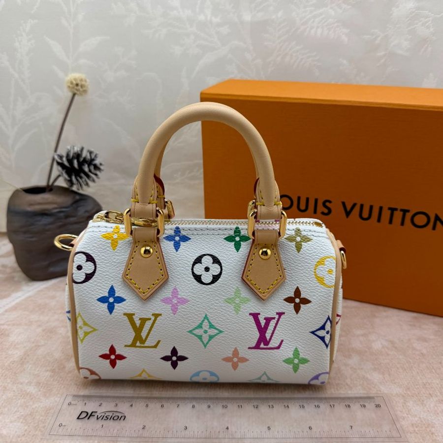 Louis Vuitton Mini Speedy 白三彩迷你枕頭包-8