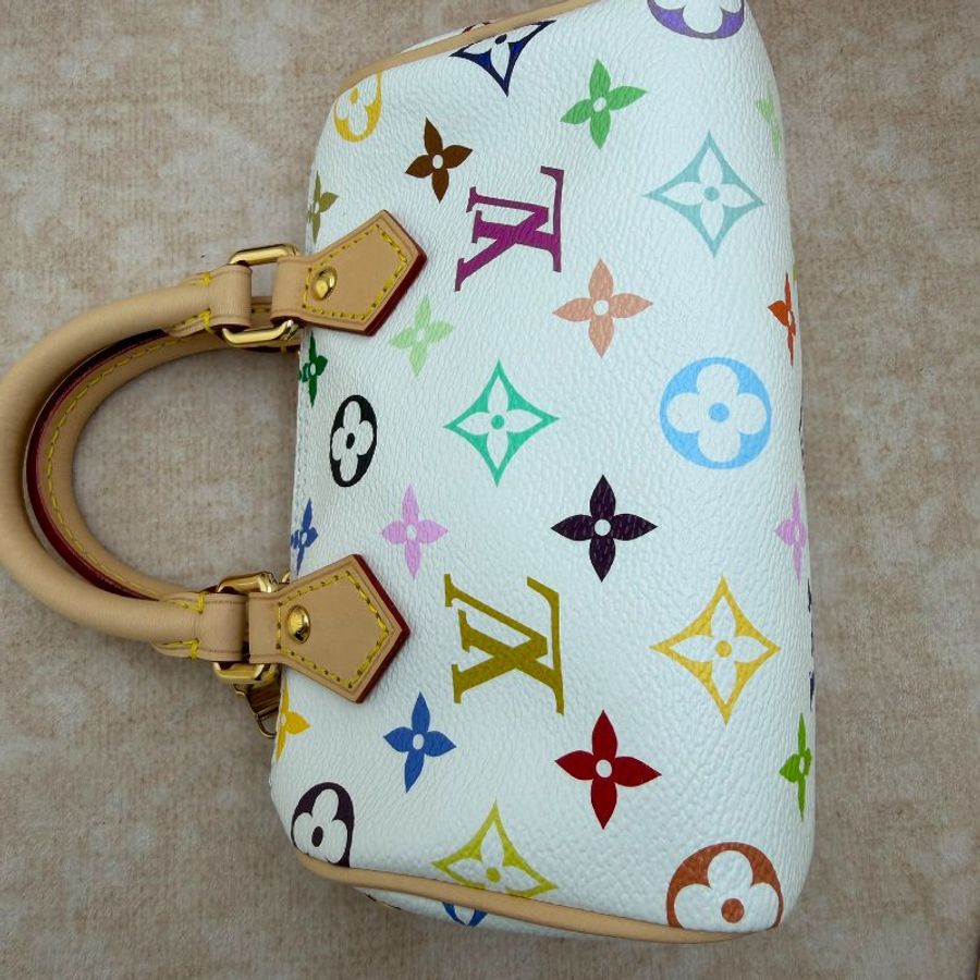 Louis Vuitton Mini Speedy 白三彩迷你枕頭包-9