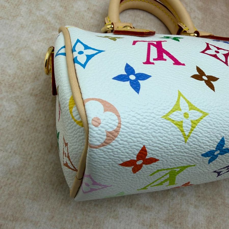 Louis Vuitton Mini Speedy 白三彩迷你枕頭包-10
