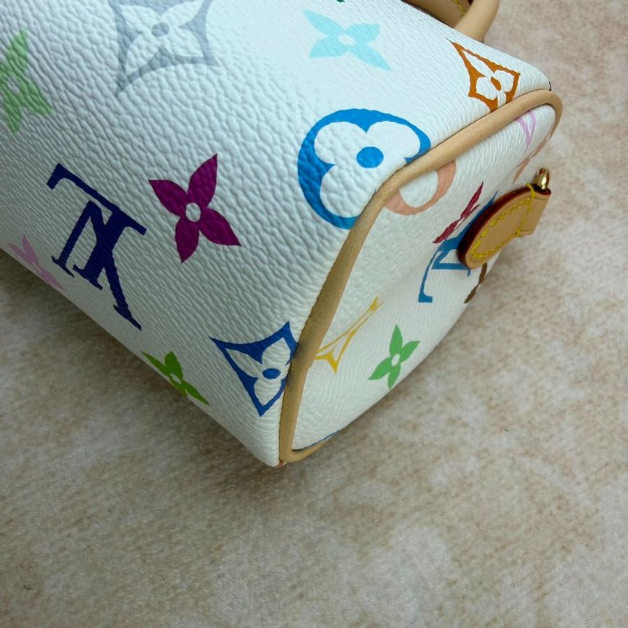 Louis Vuitton Mini Speedy 白三彩迷你枕頭包-12