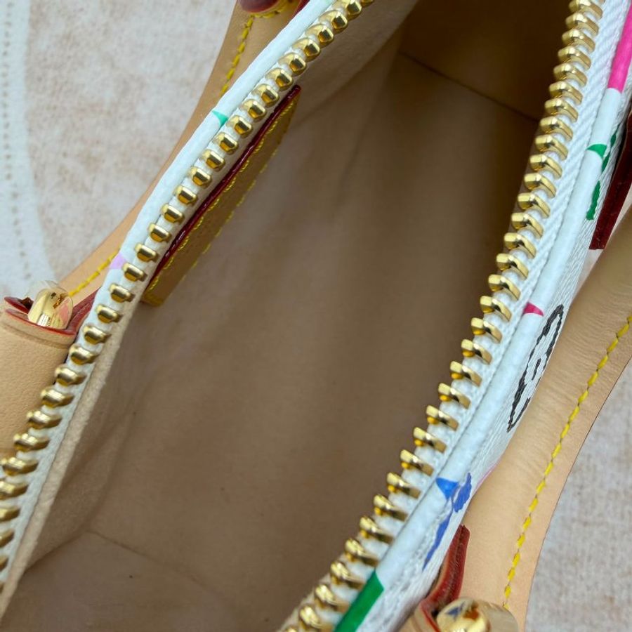 Louis Vuitton Mini Speedy 白三彩迷你枕頭包-13