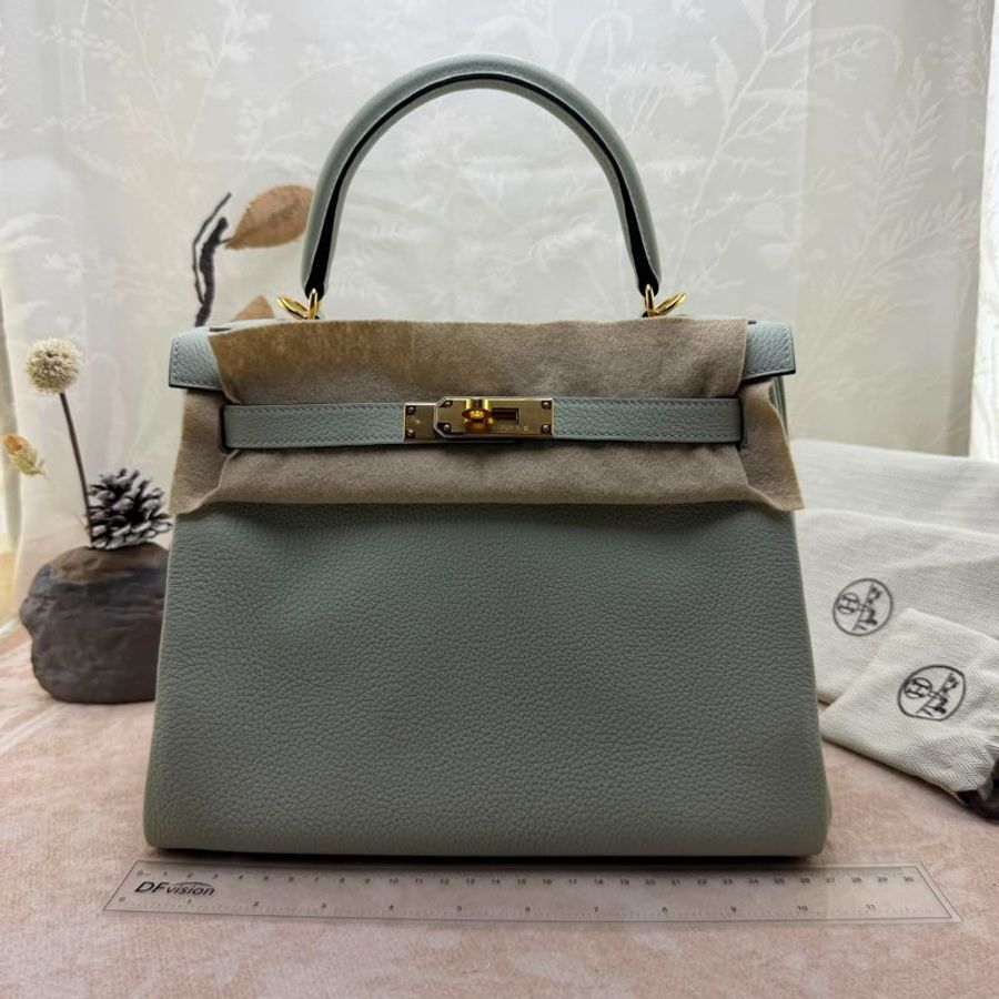 Hermès Kelly 28 霧藍 Togo 皮金扣手提包-5